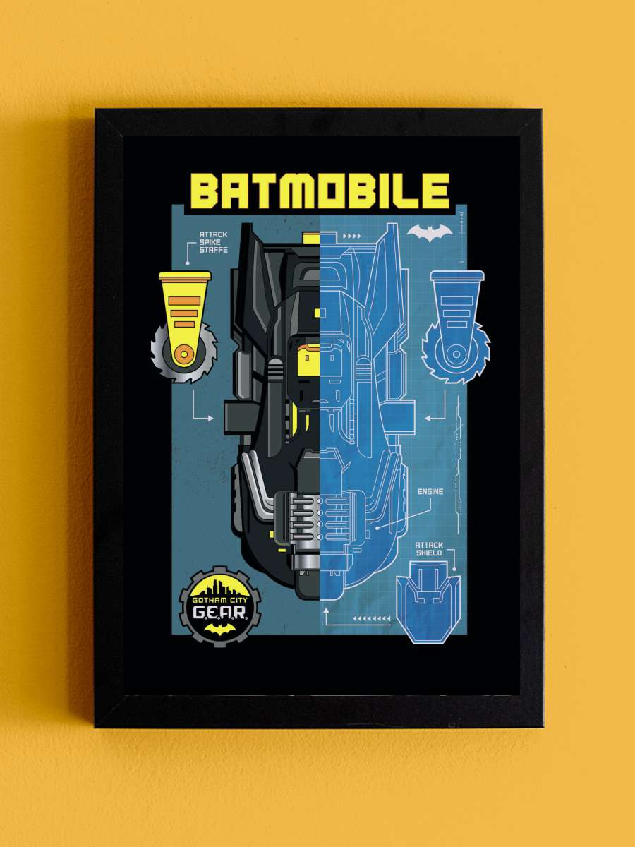 Batman - Batmobile blueprint Araba Tablo Siyah Çerçeveli Araba Poster Duvar Tablo