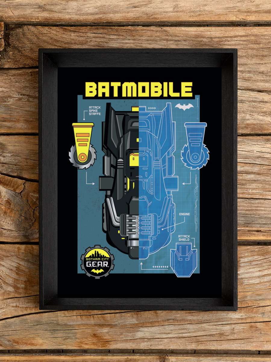 Batman - Batmobile blueprint Araba Tablo Siyah Çerçeveli Araba Poster Duvar Tablo