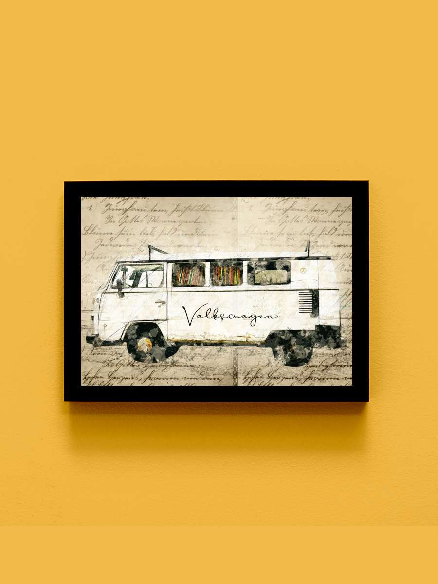 classic vw combi Araba Tablo Siyah Çerçeveli Araba Poster Duvar Tablo