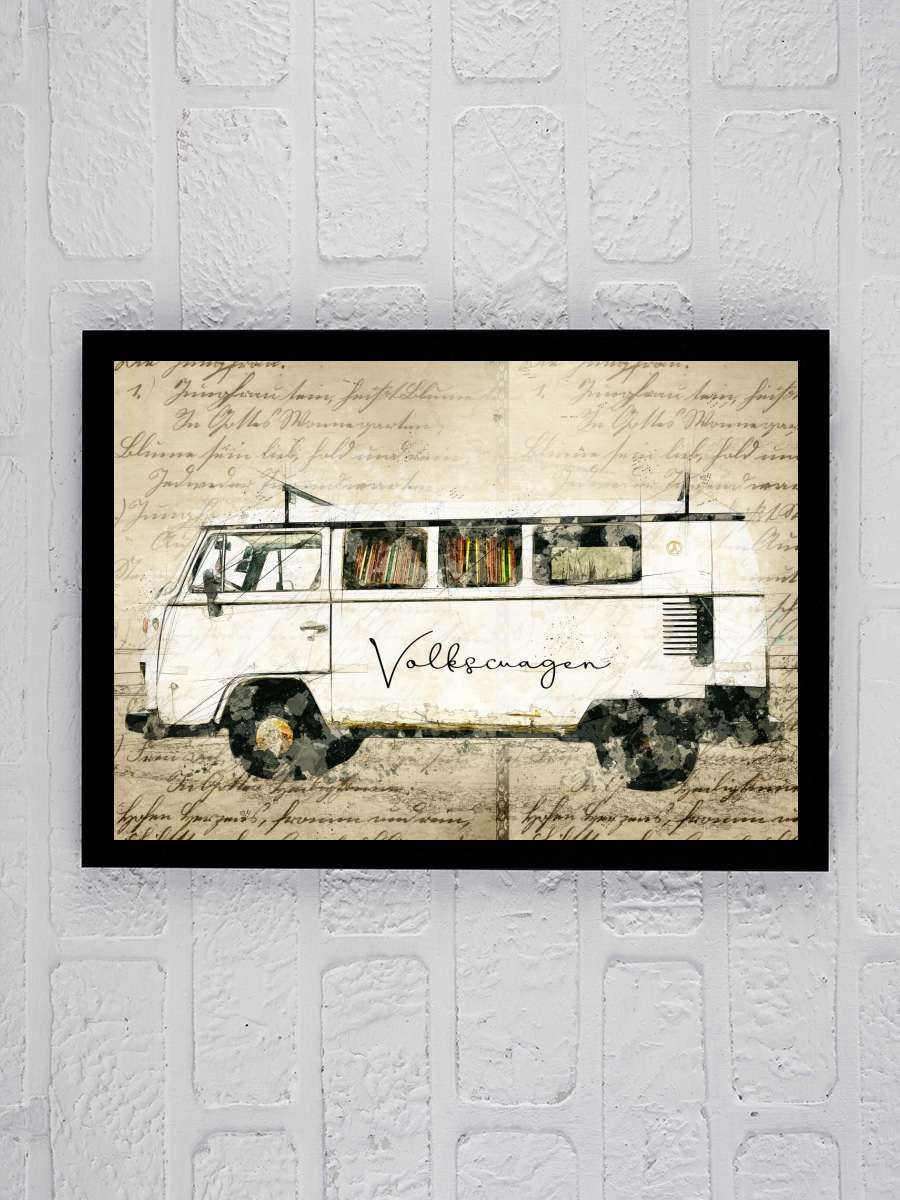 classic vw combi Araba Tablo Siyah Çerçeveli Araba Poster Duvar Tablo