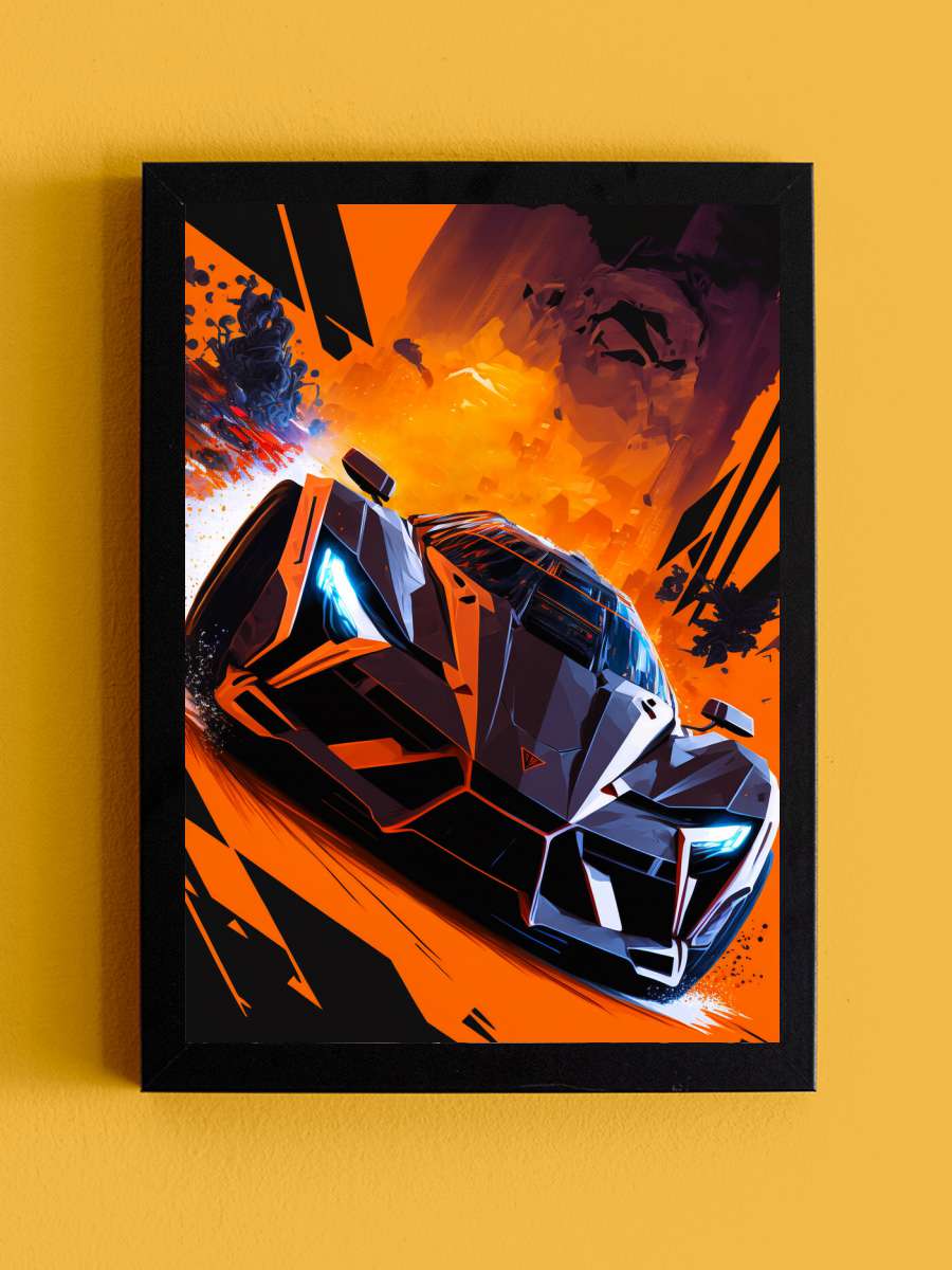 Lambo 2 Araba Tablo Siyah Çerçeveli Araba Poster Duvar Tablo