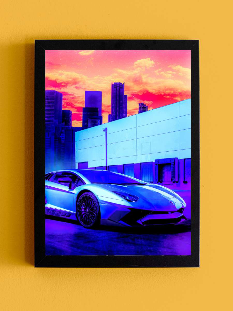 Lamborghini Aventador Araba Tablo Siyah Çerçeveli Araba Poster Duvar Tablo