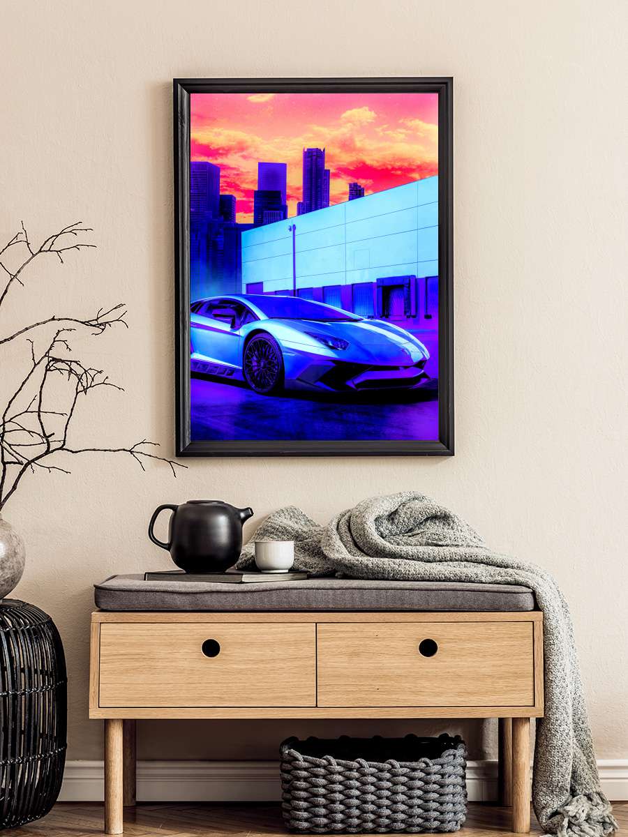 Lamborghini Aventador Araba Tablo Siyah Çerçeveli Araba Poster Duvar Tablo