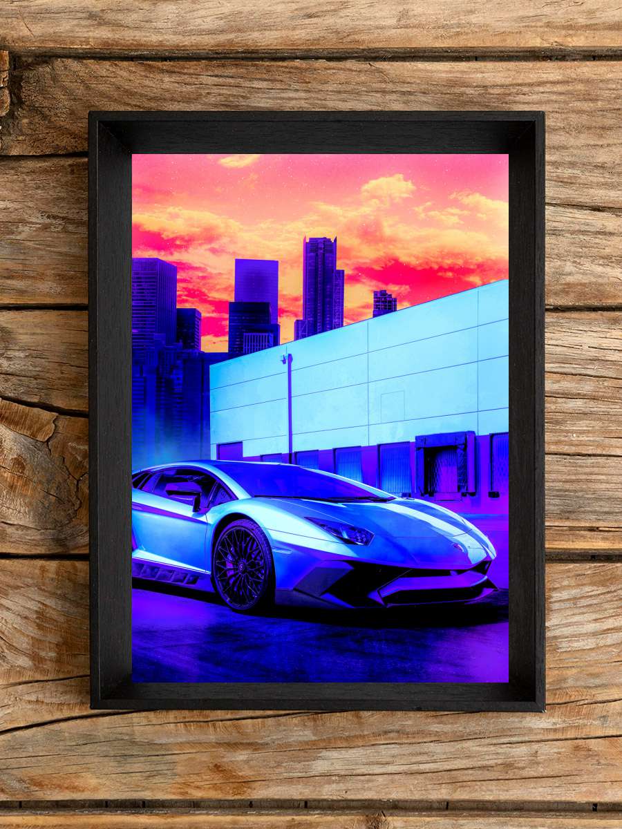 Lamborghini Aventador Araba Tablo Siyah Çerçeveli Araba Poster Duvar Tablo