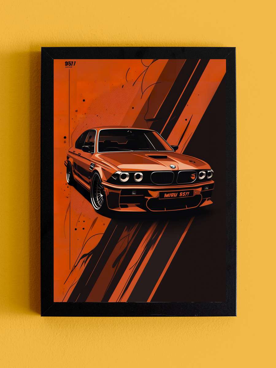 E36 Car Retro Vintage Araba Tablo Siyah Çerçeveli Araba Poster Duvar Tablo