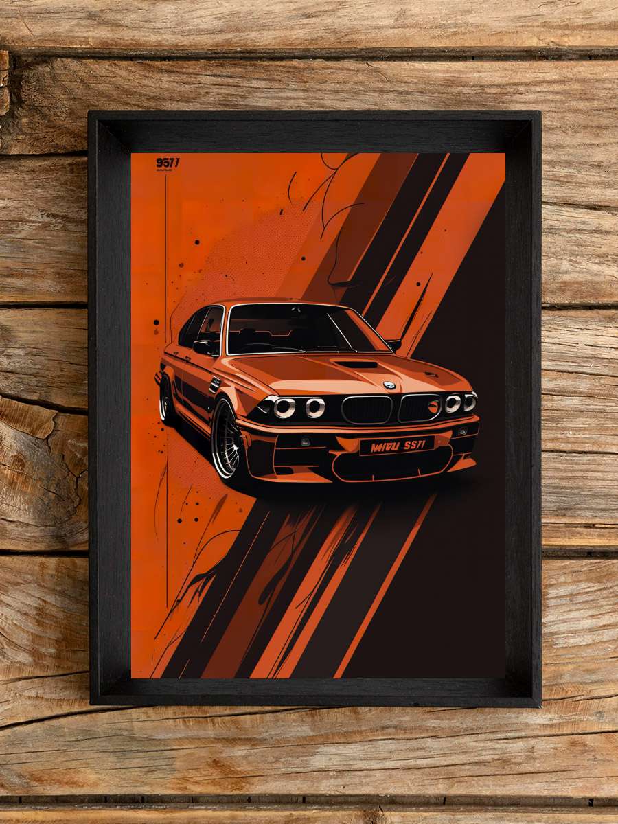 E36 Car Retro Vintage Araba Tablo Siyah Çerçeveli Araba Poster Duvar Tablo