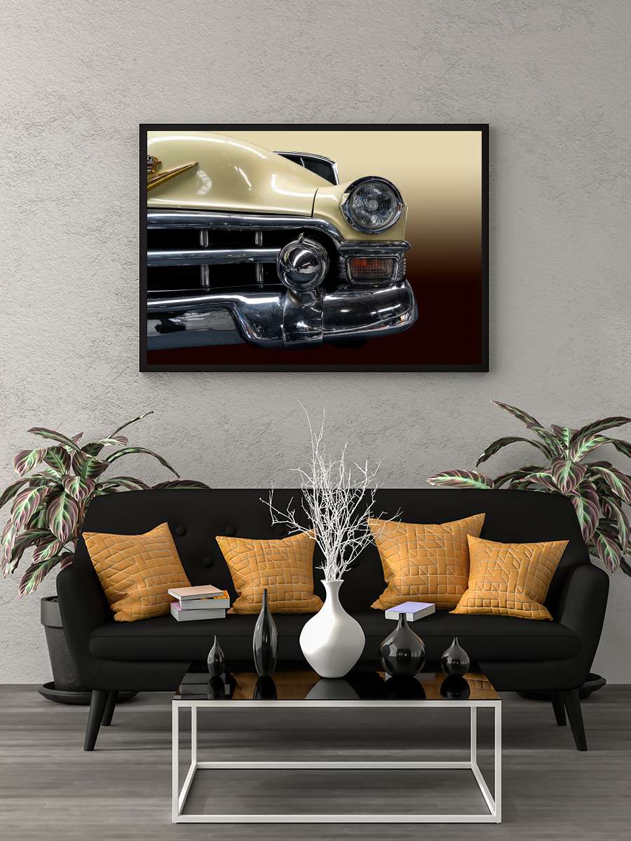 The Beige Cadillac Araba Tablo Siyah Çerçeveli Araba Poster Duvar Tablo