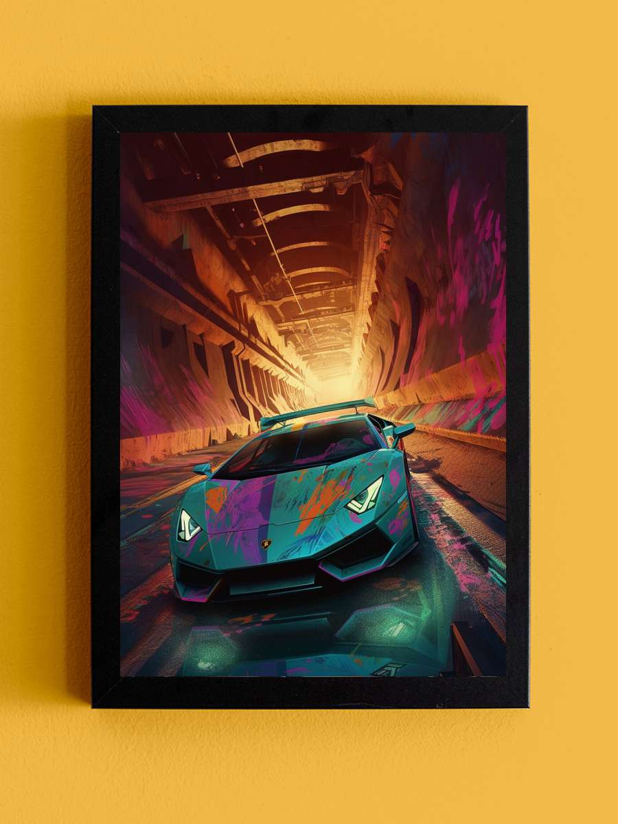 Lambo 4 Araba Tablo Siyah Çerçeveli Araba Poster Duvar Tablo