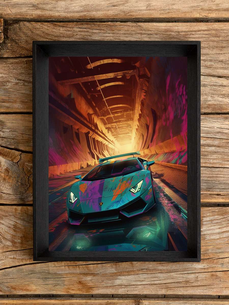 Lambo 4 Araba Tablo Siyah Çerçeveli Araba Poster Duvar Tablo