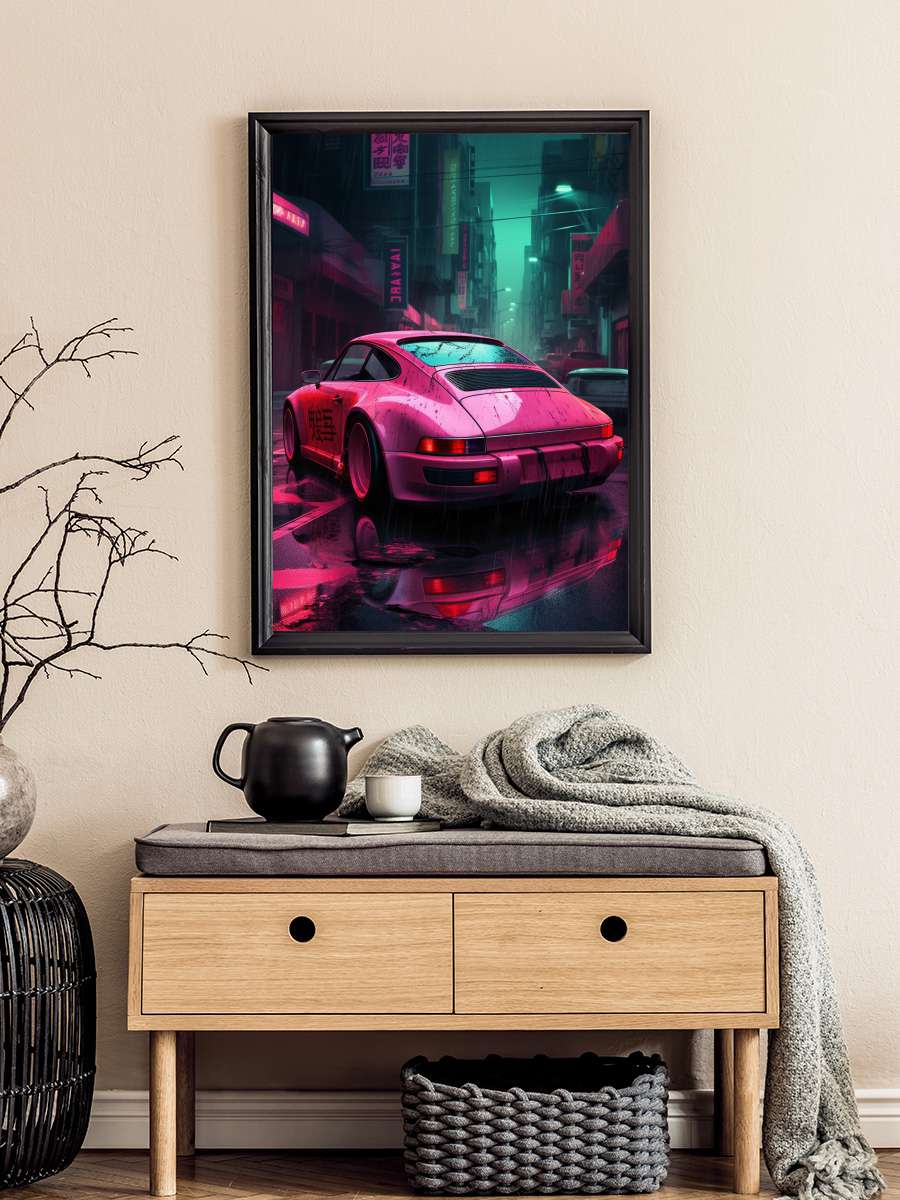 Pink Car Araba Tablo Siyah Çerçeveli Araba Poster Duvar Tablo