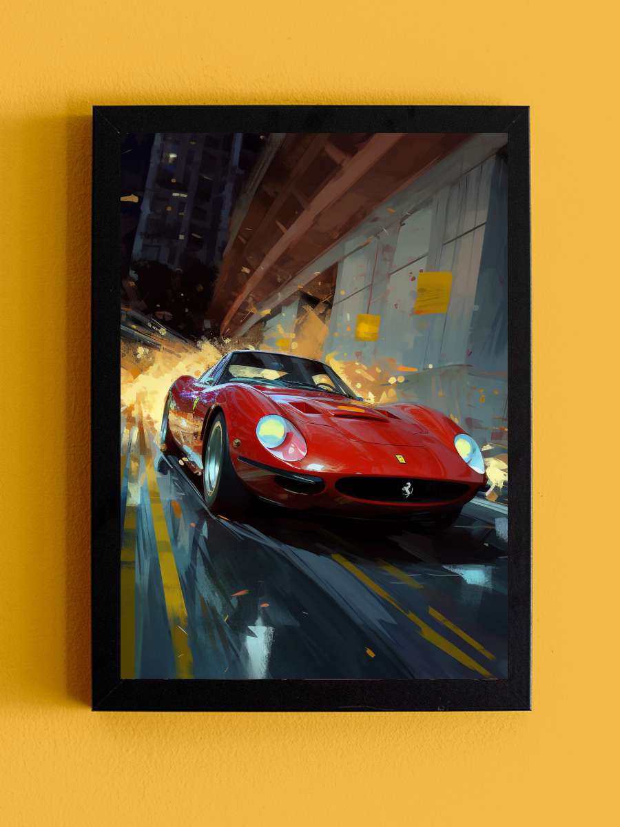 Classic-Ferrari-1 Araba Tablo Siyah Çerçeveli Araba Poster Duvar Tablo