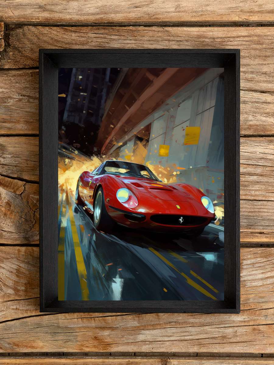 Classic-Ferrari-1 Araba Tablo Siyah Çerçeveli Araba Poster Duvar Tablo