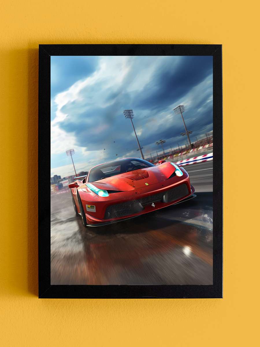 Ferrari Red Super Car Racing on… on the Track Araba Tablo Siyah Çerçeveli Araba Poster Duvar Tablo