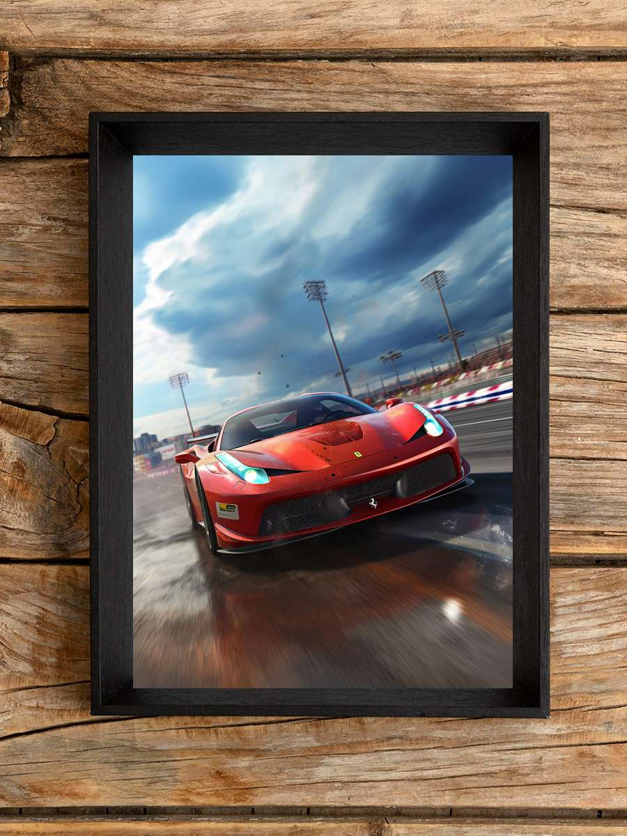 Ferrari Red Super Car Racing on… on the Track Araba Tablo Siyah Çerçeveli Araba Poster Duvar Tablo