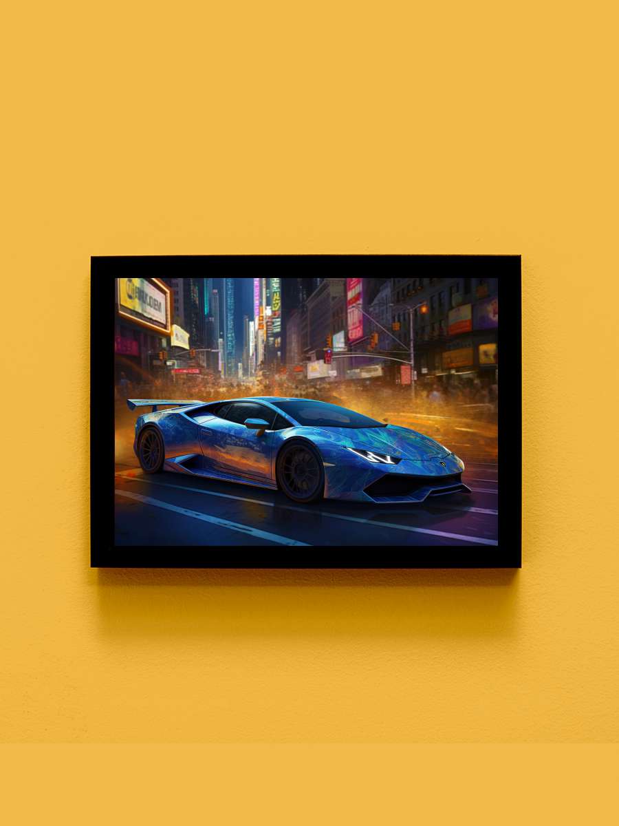 Lambo 5 Araba Tablo Siyah Çerçeveli Araba Poster Duvar Tablo