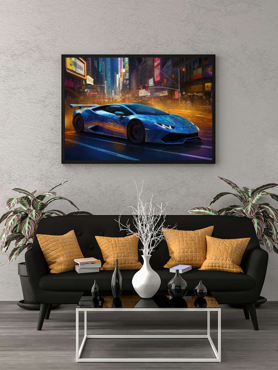 Lambo 5 Araba Tablo Siyah Çerçeveli Araba Poster Duvar Tablo