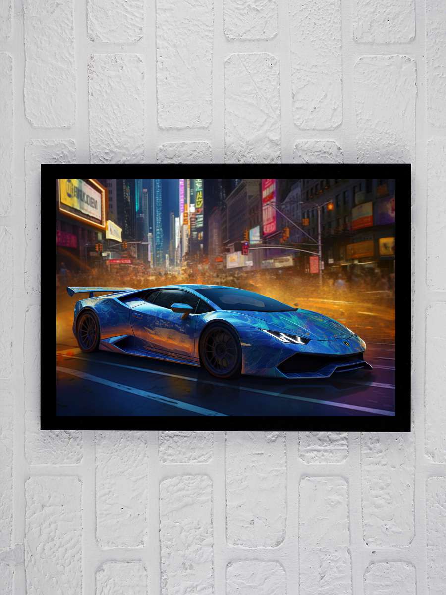 Lambo 5 Araba Tablo Siyah Çerçeveli Araba Poster Duvar Tablo