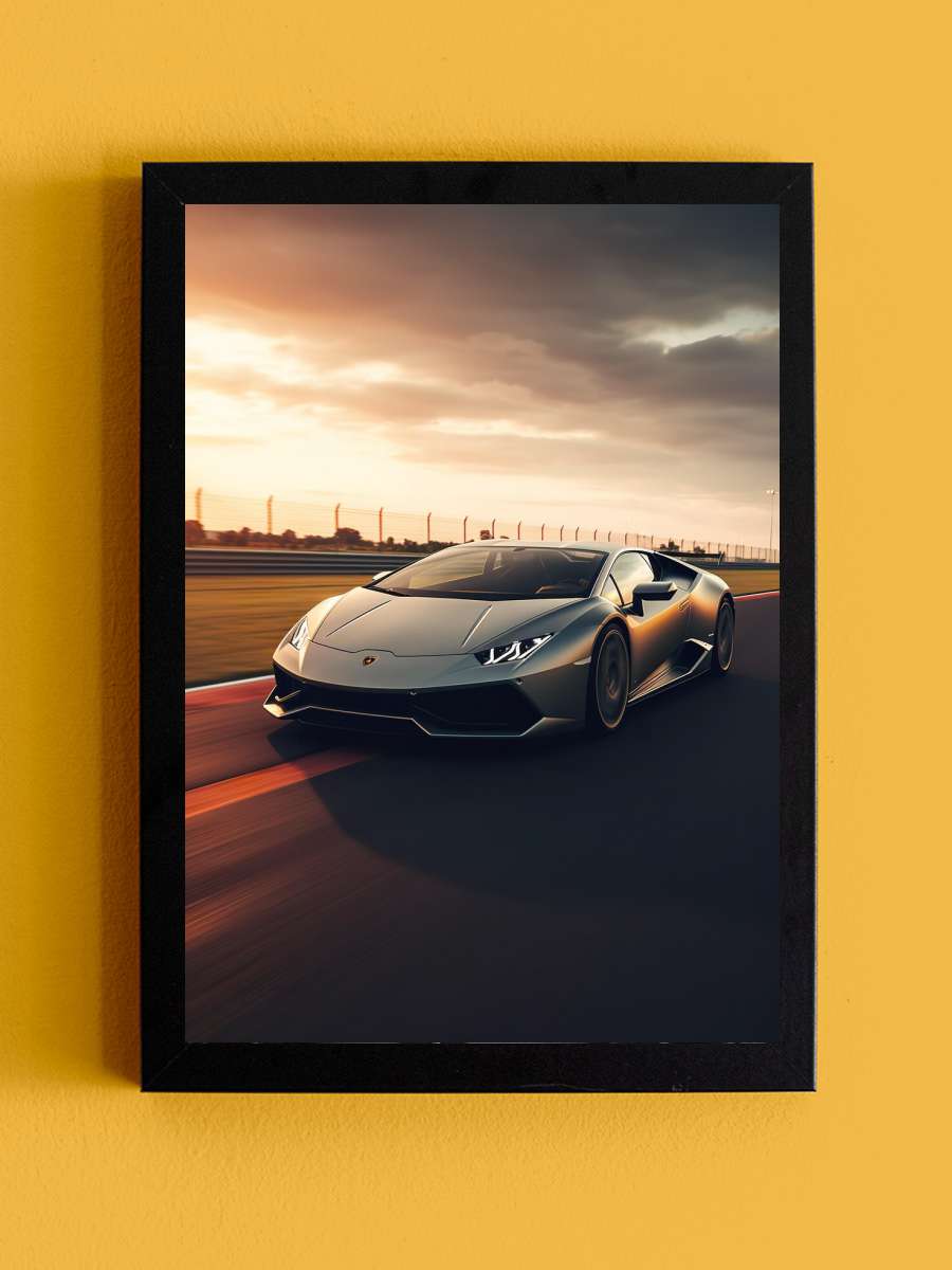 Aventador Car racing on the… the Racetrack Araba Tablo Siyah Çerçeveli Araba Poster Duvar Tablo