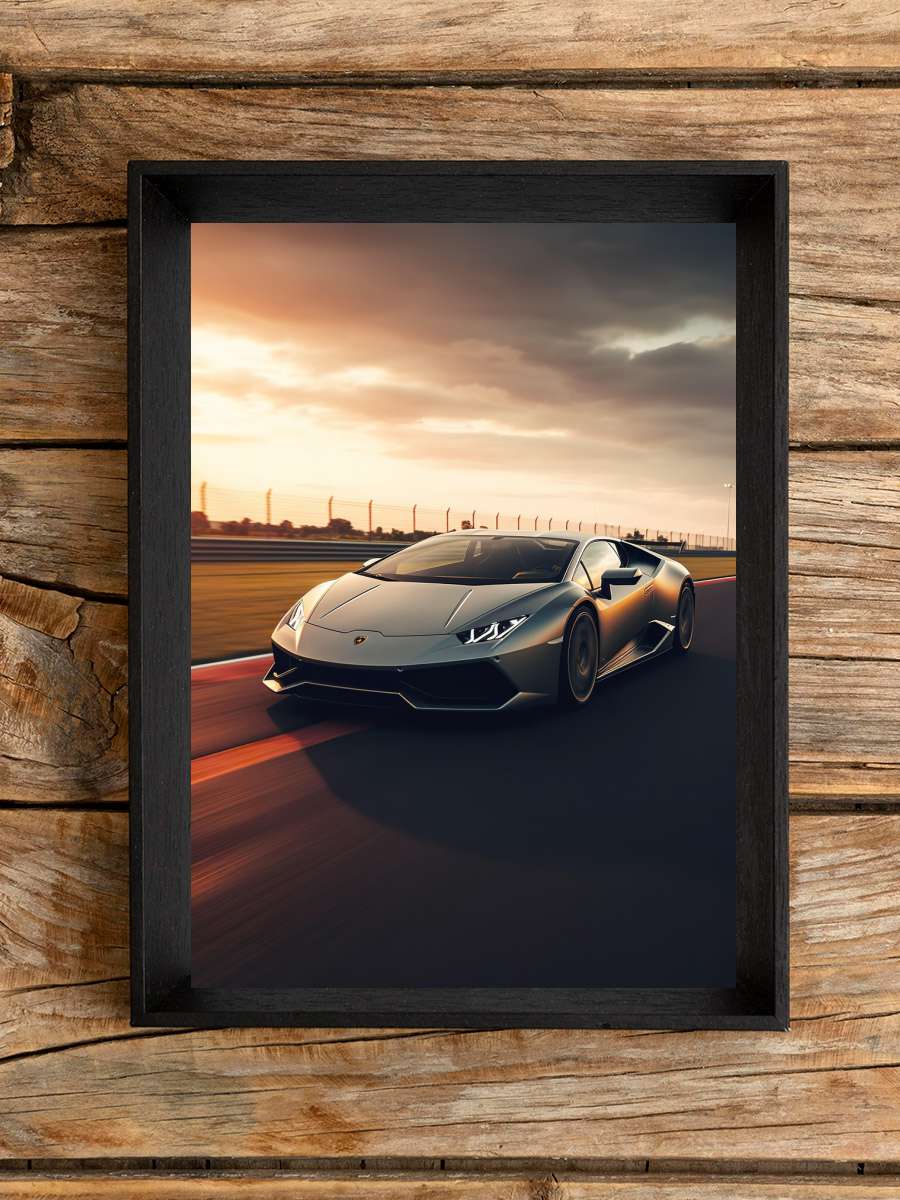 Aventador Car racing on the… the Racetrack Araba Tablo Siyah Çerçeveli Araba Poster Duvar Tablo