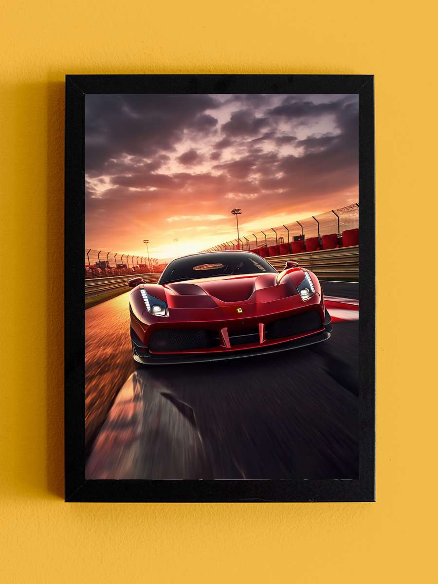 Ferrari 480 Gt on the Racetrack… Racetrack Car Araba Tablo Siyah Çerçeveli Araba Poster Duvar Tablo