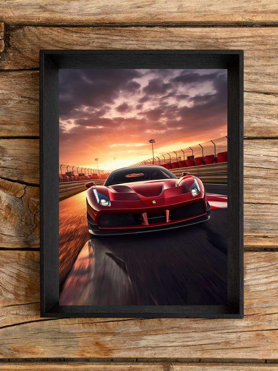 Ferrari 480 Gt on the Racetrack… Racetrack Car Araba Tablo Siyah Çerçeveli Araba Poster Duvar Tablo