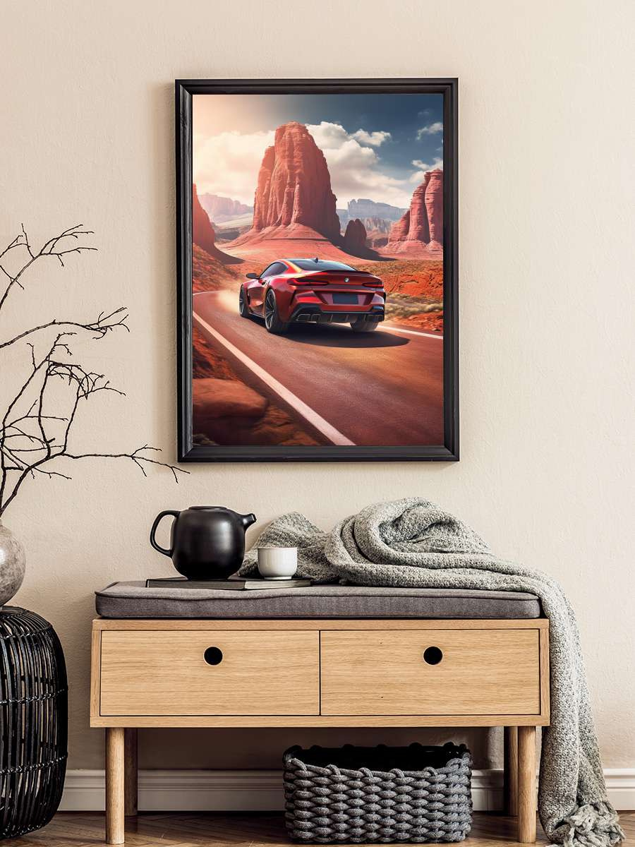 Car Desert Cruise Araba Tablo Siyah Çerçeveli Araba Poster Duvar Tablo