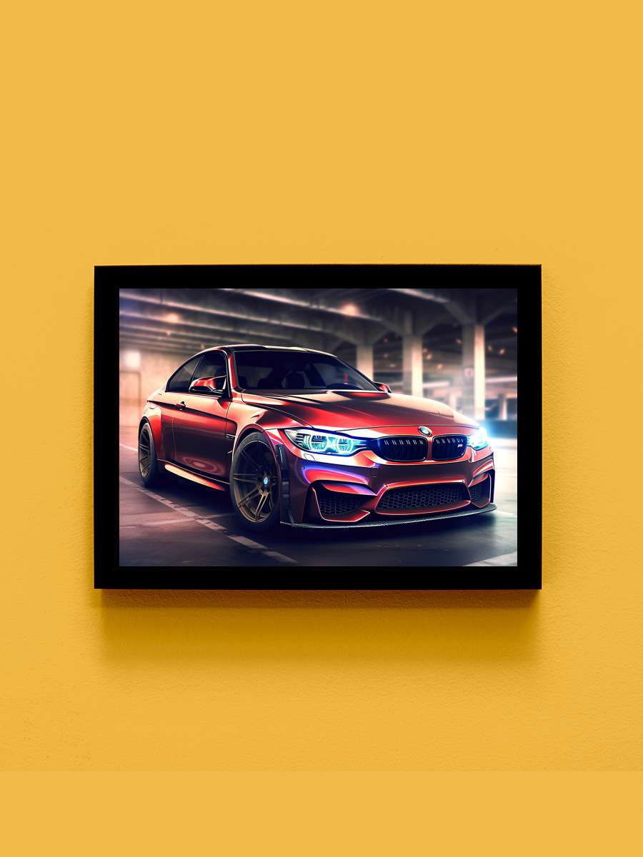 sportcar lights Araba Tablo Siyah Çerçeveli Araba Poster Duvar Tablo