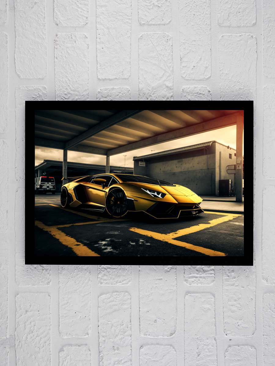 Yellow car Araba Tablo Siyah Çerçeveli Araba Poster Duvar Tablo