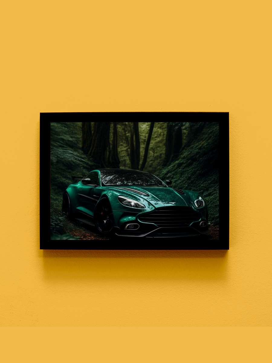 Sportcar in the forest Araba Tablo Siyah Çerçeveli Araba Poster Duvar Tablo