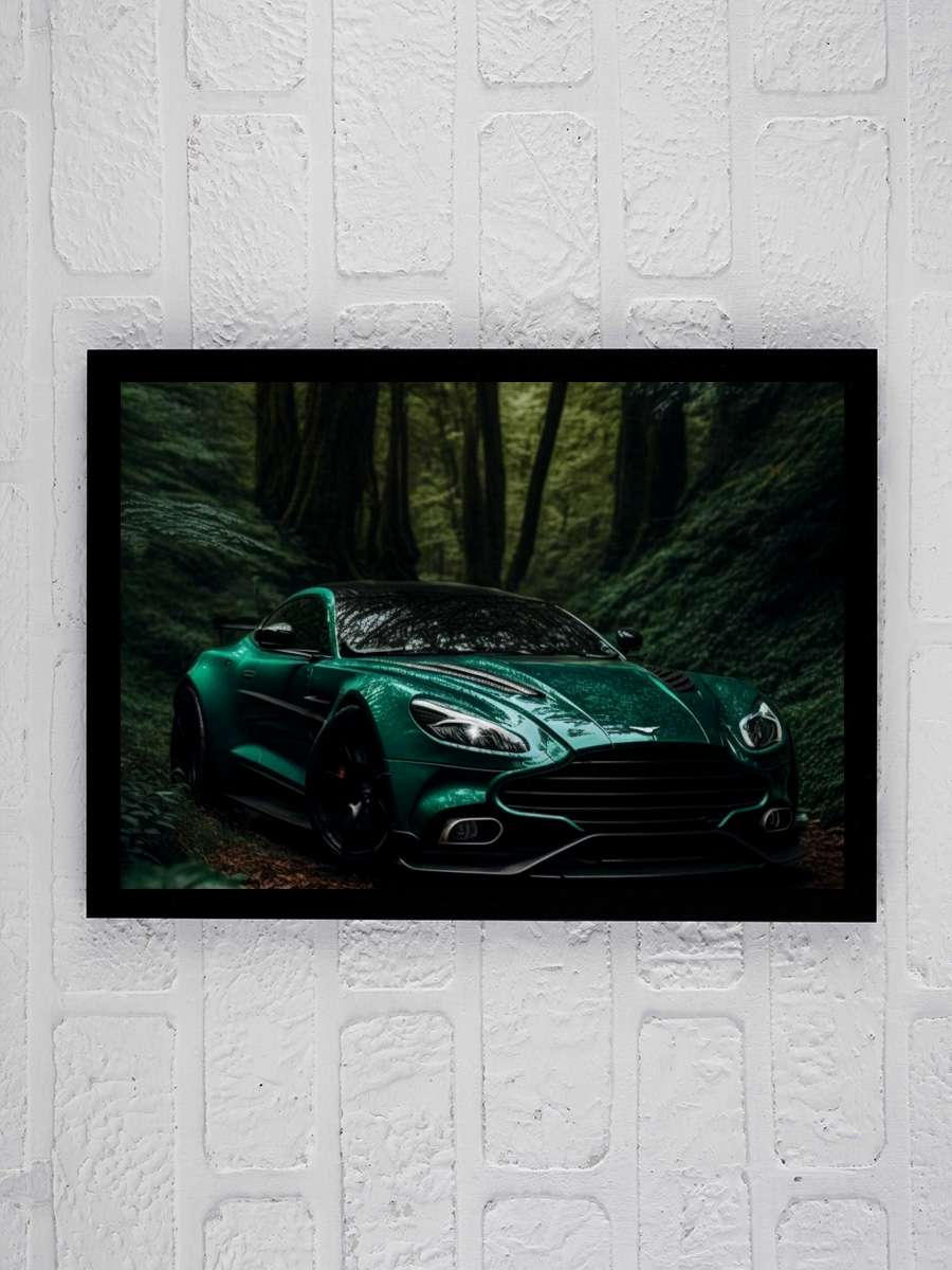 Sportcar in the forest Araba Tablo Siyah Çerçeveli Araba Poster Duvar Tablo