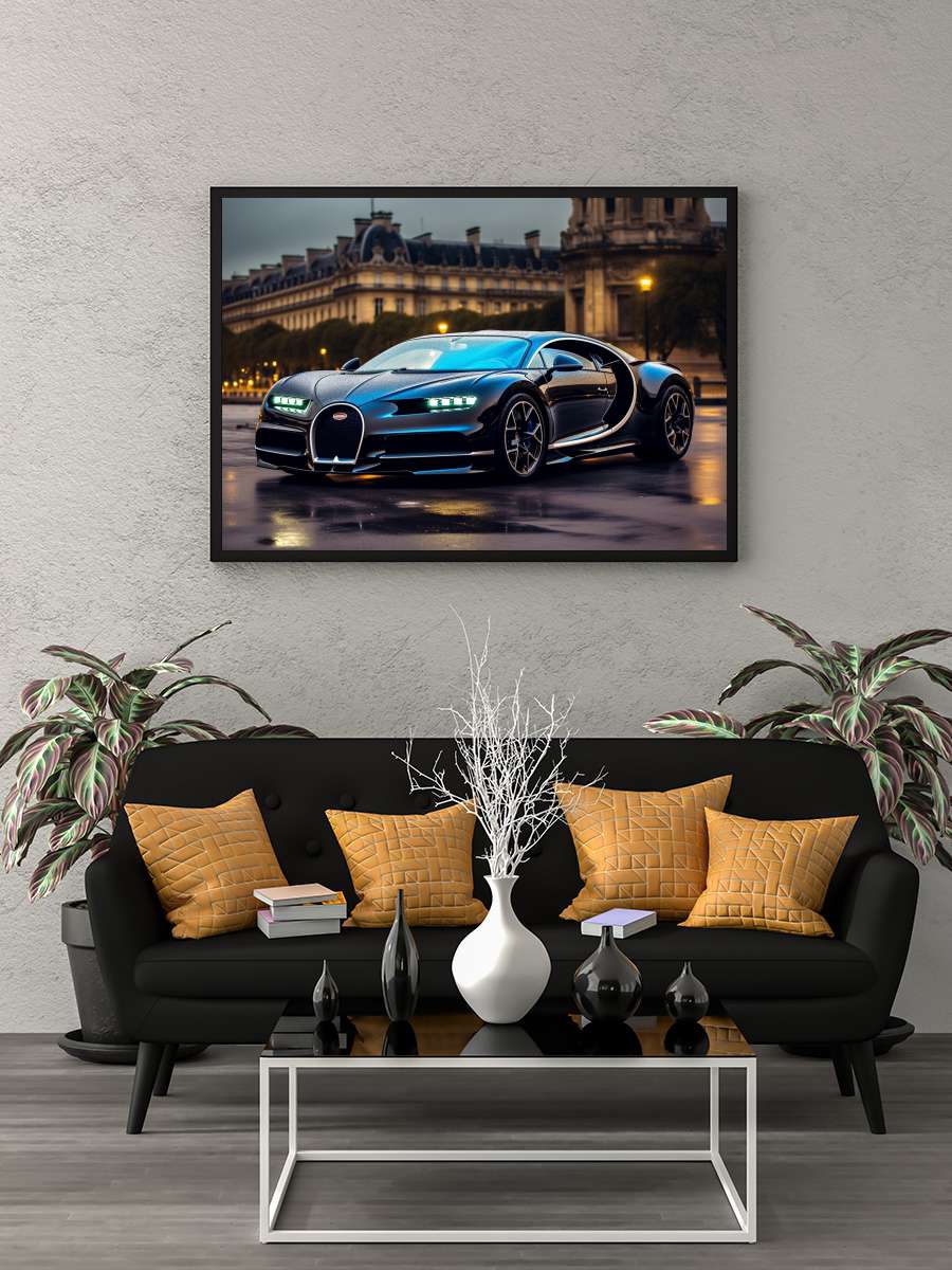 Blue sportcar Araba Tablo Siyah Çerçeveli Araba Poster Duvar Tablo