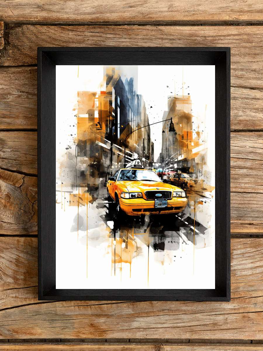 Taxi - New York City Araba Tablo Siyah Çerçeveli Araba Poster Duvar Tablo