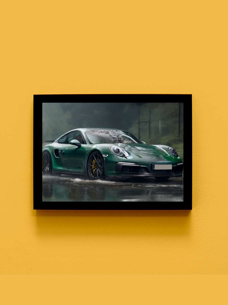 Green sportcar Araba Tablo Siyah Çerçeveli Araba Poster Duvar Tablo