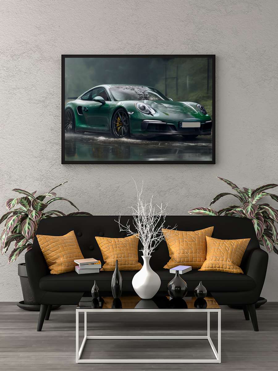 Green sportcar Araba Tablo Siyah Çerçeveli Araba Poster Duvar Tablo