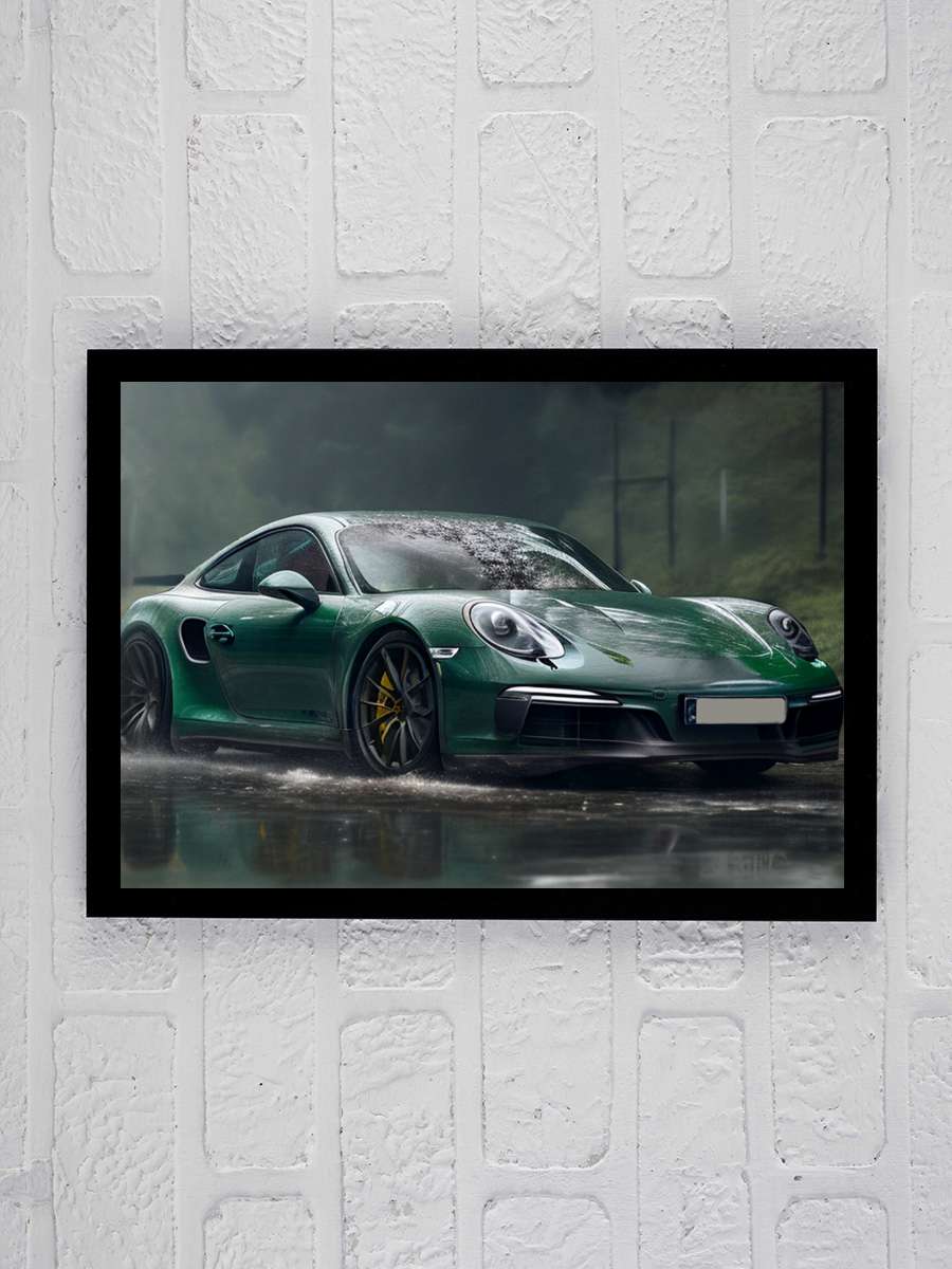 Green sportcar Araba Tablo Siyah Çerçeveli Araba Poster Duvar Tablo