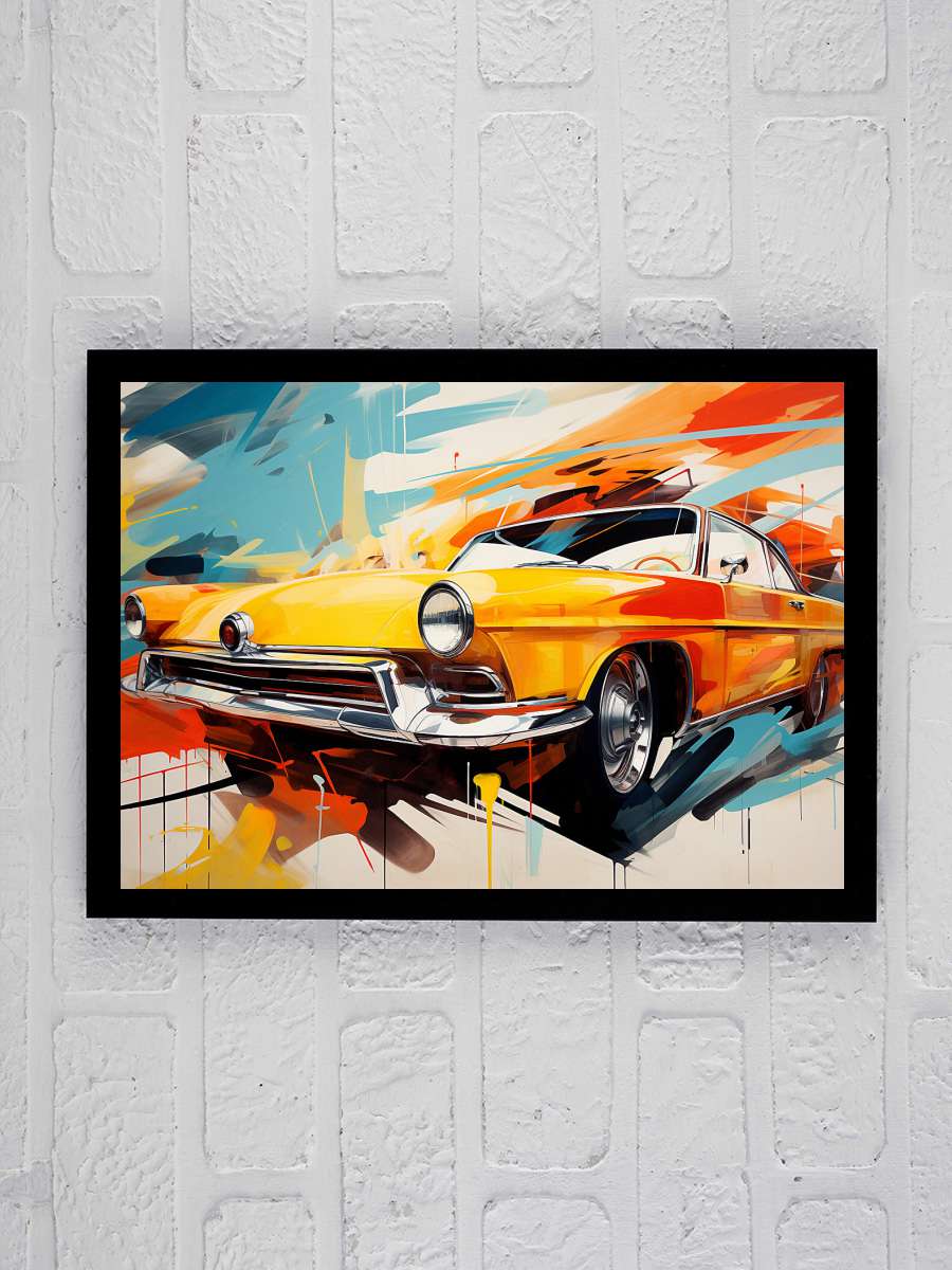 Abstract painting, Old Race Car… Car Poster Artwork online… Araba Tablo Siyah Çerçeveli Araba Poster Duvar Tablo