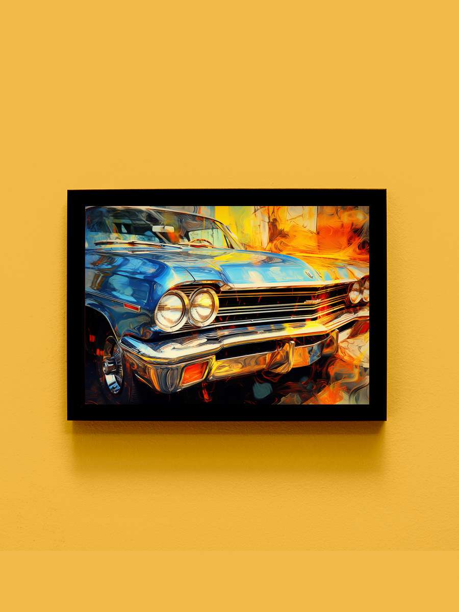 Old American car, the 70s &…  & 60s, Abstract painting Araba Tablo Siyah Çerçeveli Araba Poster Duvar Tablo