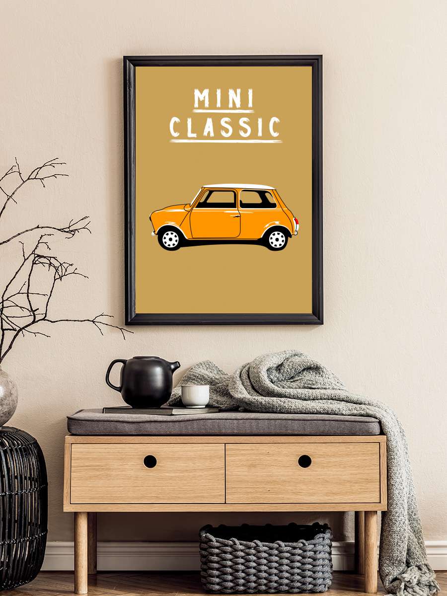 Mini Classic  Araba Tablo Siyah Çerçeveli Araba Poster Duvar Tablo