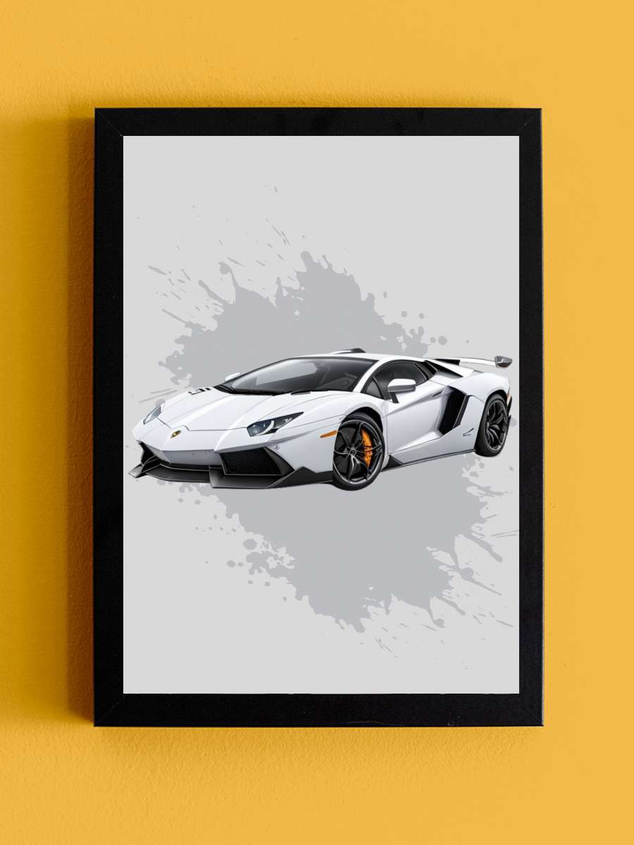 Super Car White Araba Tablo Siyah Çerçeveli Araba Poster Duvar Tablo