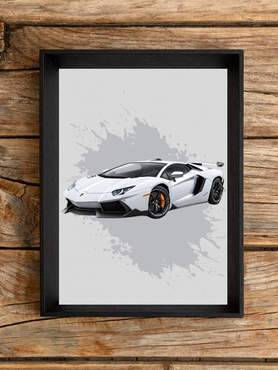 Super Car White Araba Tablo Siyah Çerçeveli Araba Poster Duvar Tablo