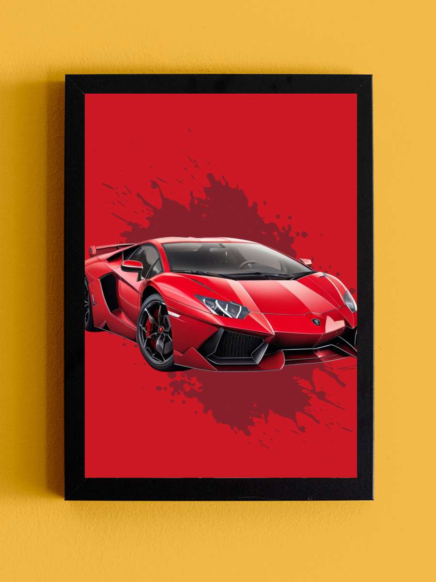 Super Car Red Araba Tablo Siyah Çerçeveli Araba Poster Duvar Tablo