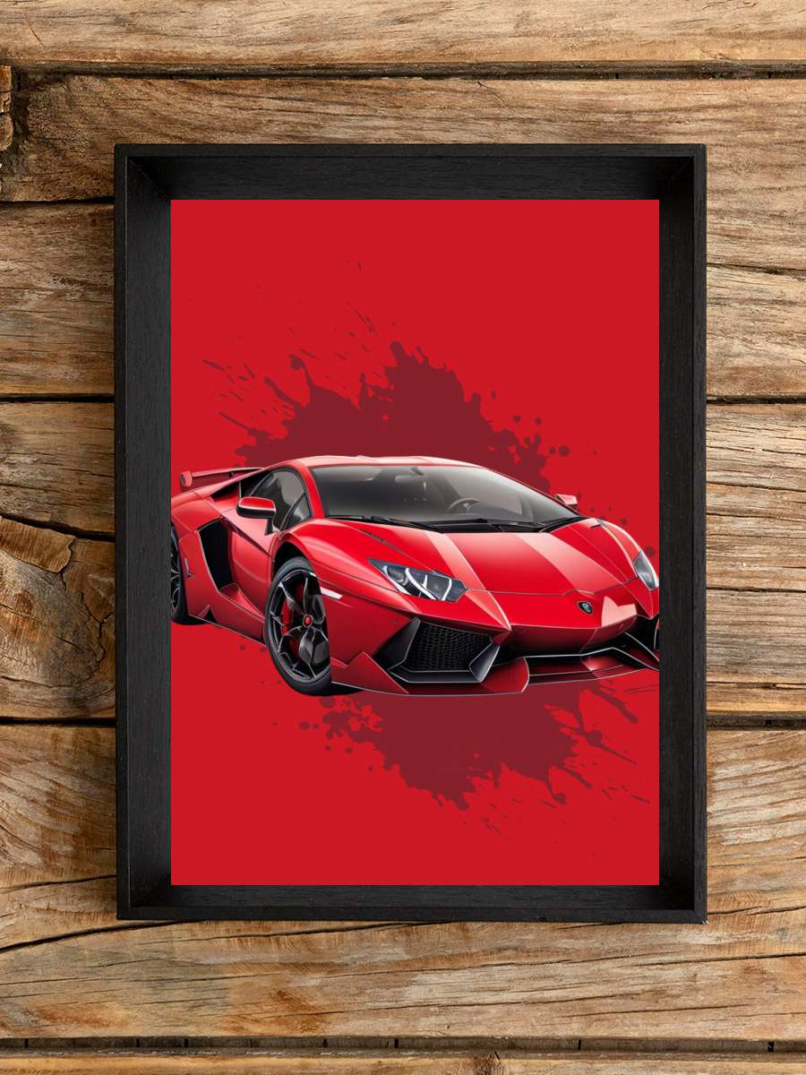 Super Car Red Araba Tablo Siyah Çerçeveli Araba Poster Duvar Tablo