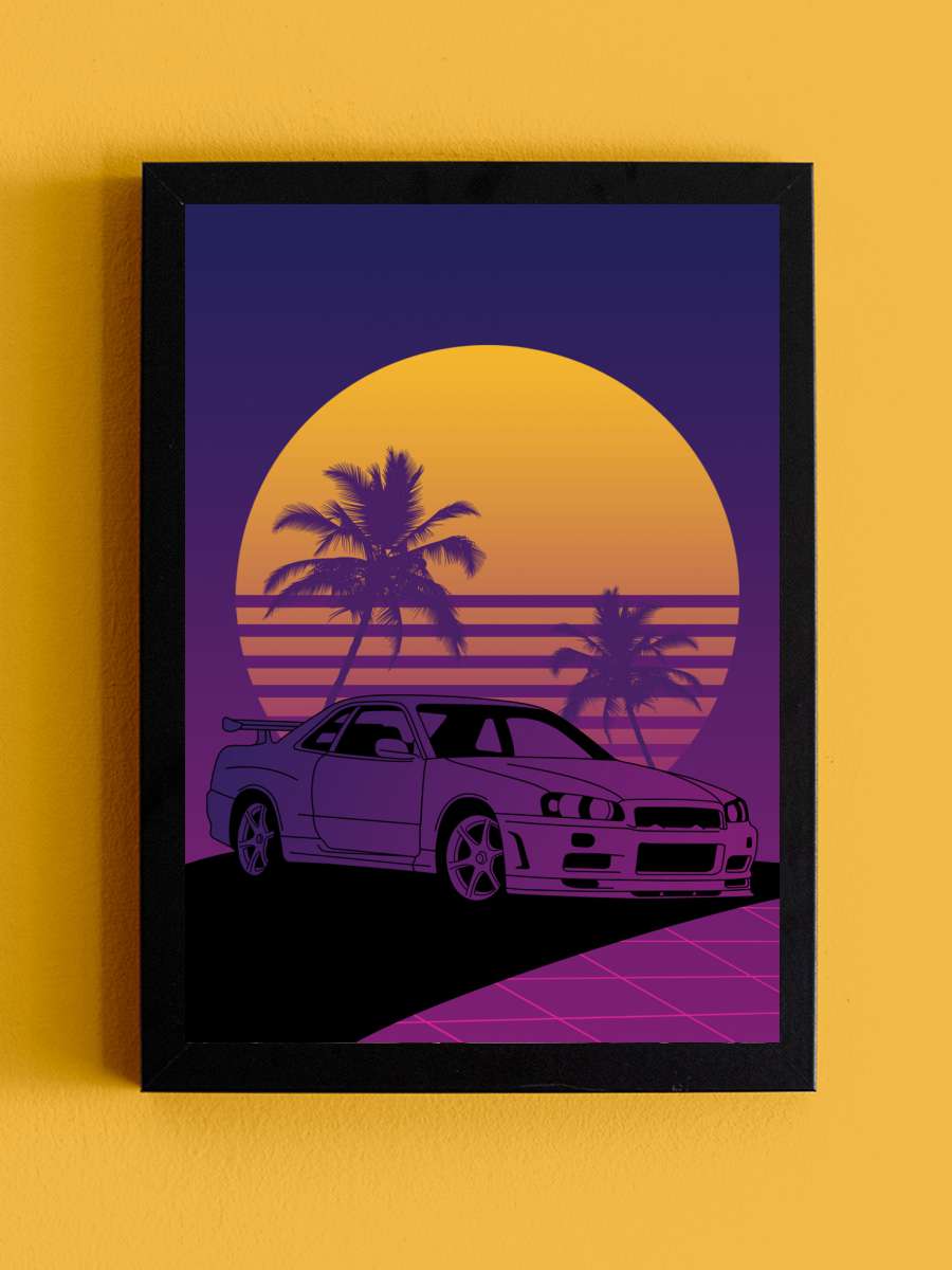 Retro Car Araba Tablo Siyah Çerçeveli Araba Poster Duvar Tablo