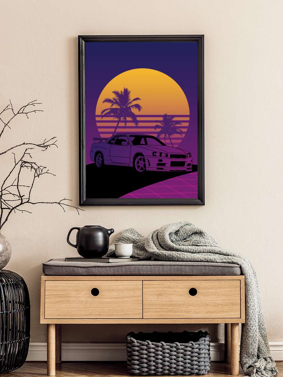 Retro Car Araba Tablo Siyah Çerçeveli Araba Poster Duvar Tablo