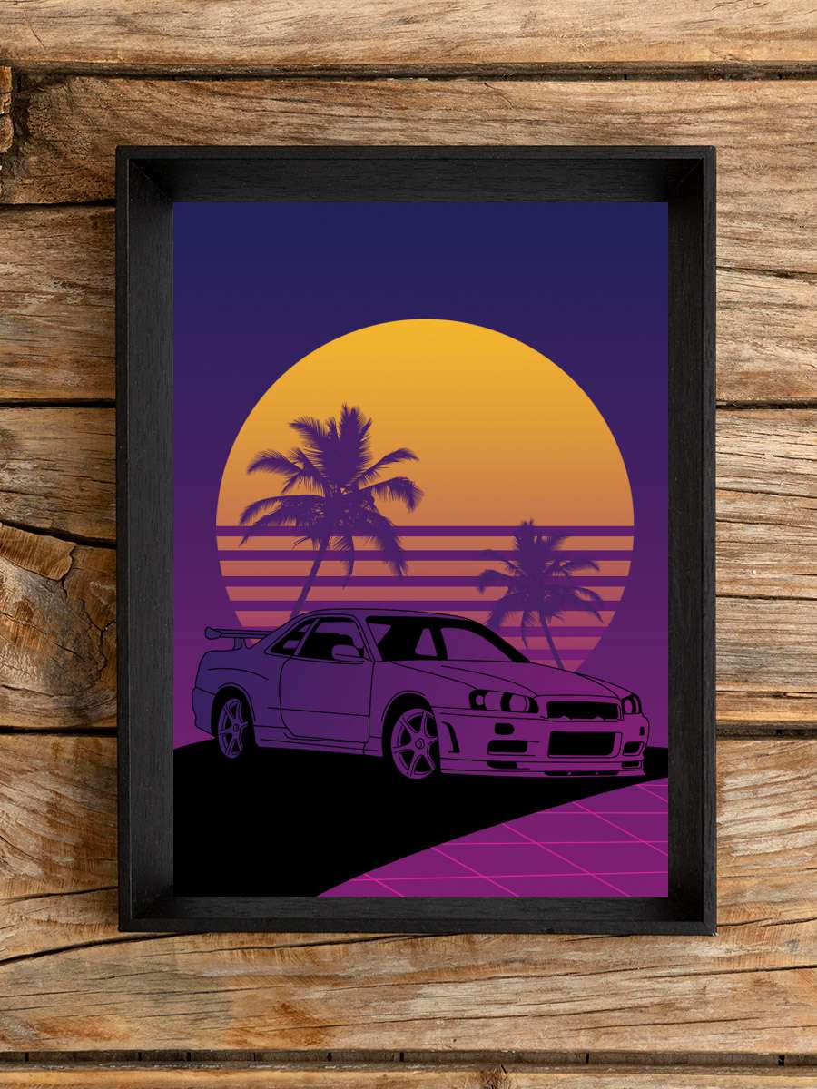 Retro Car Araba Tablo Siyah Çerçeveli Araba Poster Duvar Tablo