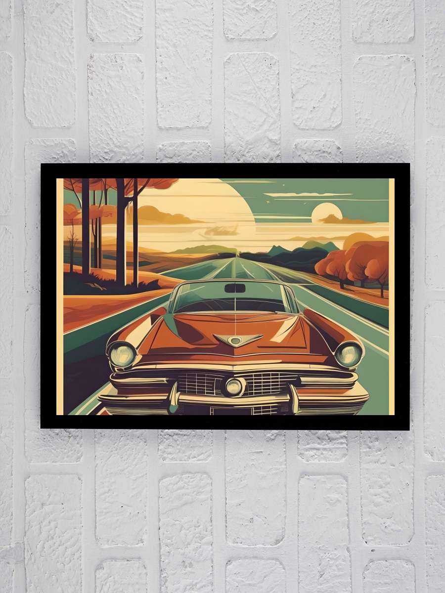 Retro Car Araba Tablo Siyah Çerçeveli Araba Poster Duvar Tablo