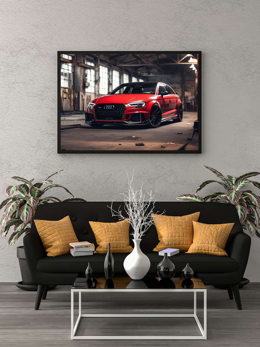 red sportcar Araba Tablo Siyah Çerçeveli Araba Poster Duvar Tablo