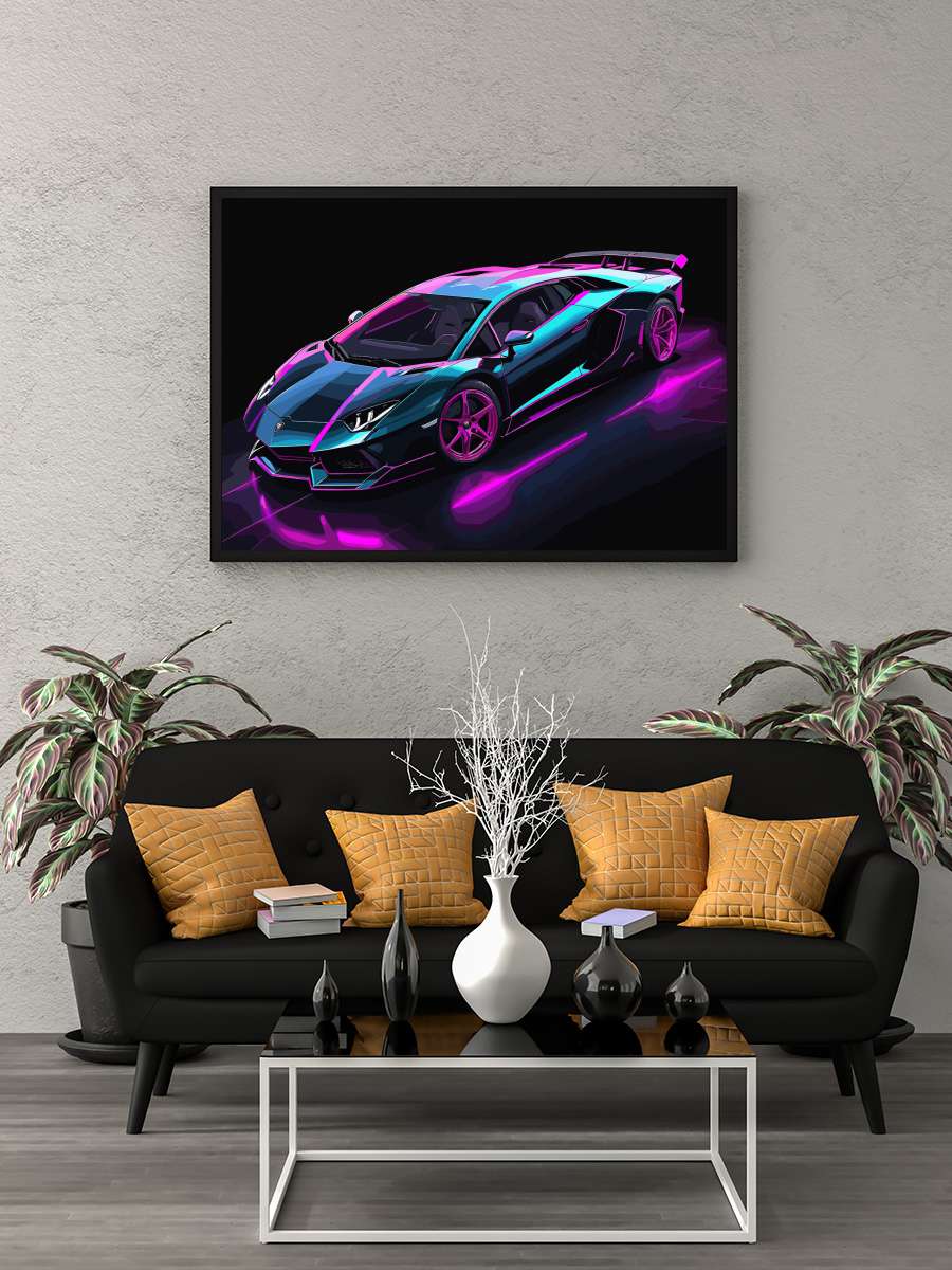 Speed car Retro Araba Tablo Siyah Çerçeveli Araba Poster Duvar Tablo