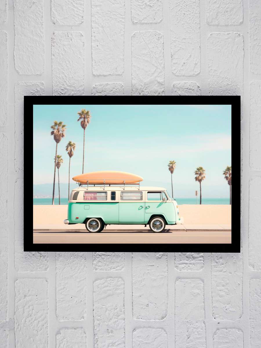 California Dreaming - Pacific… Pacific VW Van Araba Tablo Siyah Çerçeveli Araba Poster Duvar Tablo