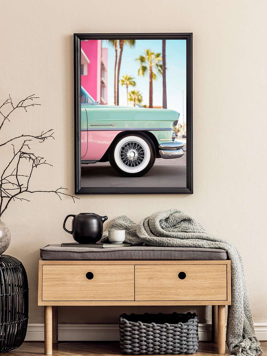 California Dreaming - L.A Retro… Retro Car Araba Tablo Siyah Çerçeveli Araba Poster Duvar Tablo